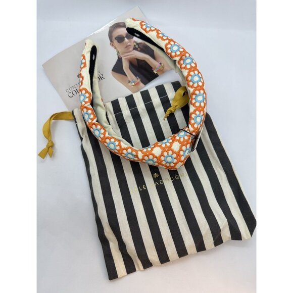 Lele Sadoughi Marigold Embroidered Knotted Women’s Headband + Dust Bag -Orange - Picture 6 of 10